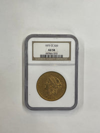 1875-CC Liberty Head $20 Double Eagle AU-58 (NGC) - $25K APR Value w/ CoA! ✿✓ APR57