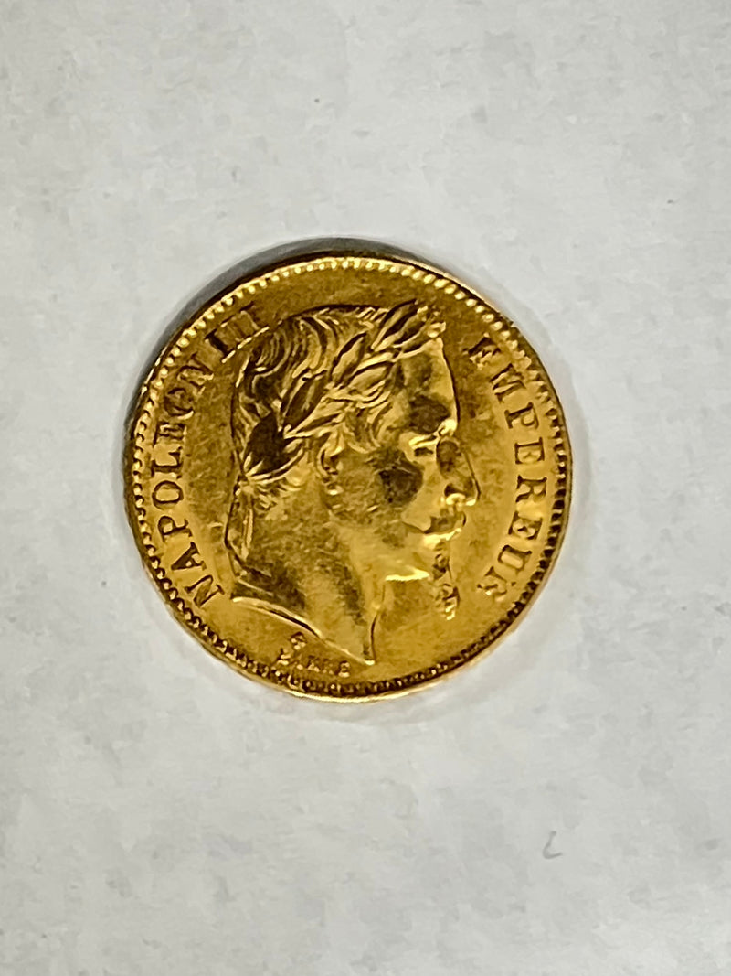 1866 Napoleon III 20 Francs Gold - $900 APR w/ COA APR57