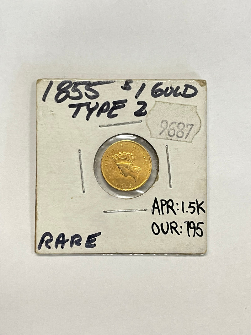 1855 LIBERTY HEAD $1 GOLD COIN - $1.5K APR w/ COA APR57