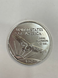 1998 US Liberty Head $50 1/2oz Platinum Coin - $4K APR w/ COA APR57