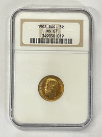 1902 RUS. 5R (MS 67) - $13K APR w/ COA APR57