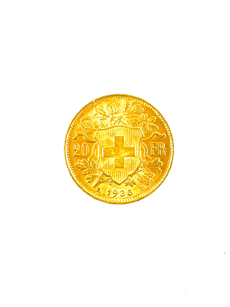 1935 Switzerland 20 Francs Helvetia Gold Coin - $1K APR w/ COA APR57
