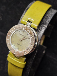 BVLGARI Stainless Steel B.Zero1 Round Wristwatch w/ Pearl Dial on Green Leather - $5K VALUE APR57