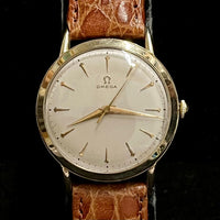 OMEGA 14K Yellow Gold Vintage c. 1950s Watch w/ Silver Oyster Dial - $8K APR Value w/ CoA! APR 57