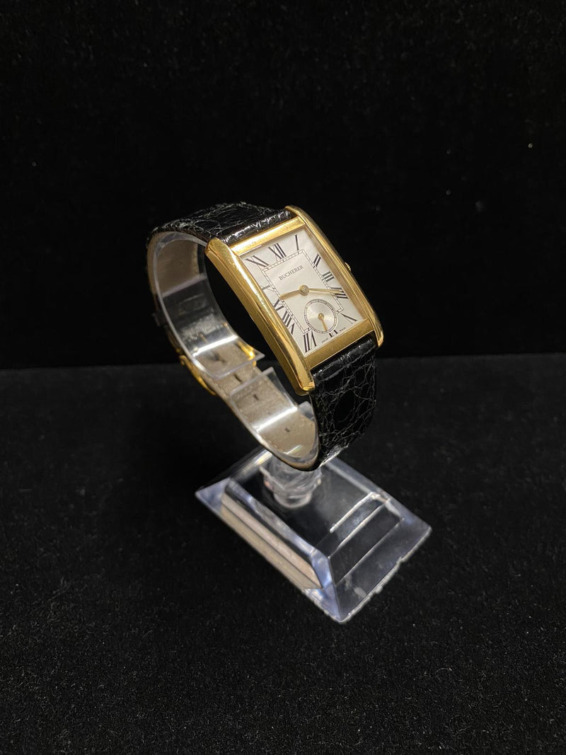 BUCHERER Men's 18K Yellow Gold Wristwatch w/ Silver Dial & Sub-Seconds Dial - $15K VALUE APR57