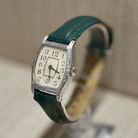 Dwelsa c. 1930's WG Tonneau Shaped & Engraved Case Ladies Watch- $8K APR w/ COA! APR57