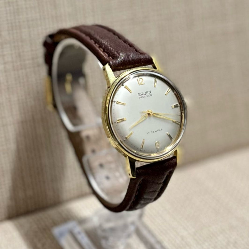 Gruen Precision Gold Tone c. 1950s Extremely Rare Men's Watch - $5K APR w/ COA!! APR57