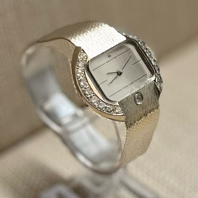 Hamilton Vintage 18K WG w/ 18 Diamond Bezel Rare Unisex Watch - $60K APR w/ COA! APR57