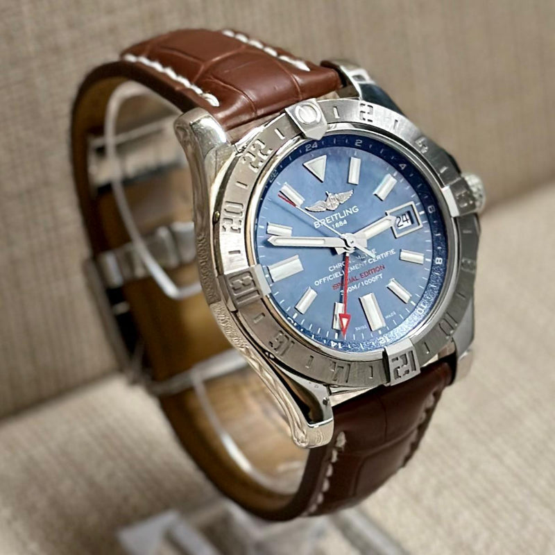 Breitling Avenger II GMT Special Edition Blue MOP Dial Watch - $16K APR w/ COA!! APR57