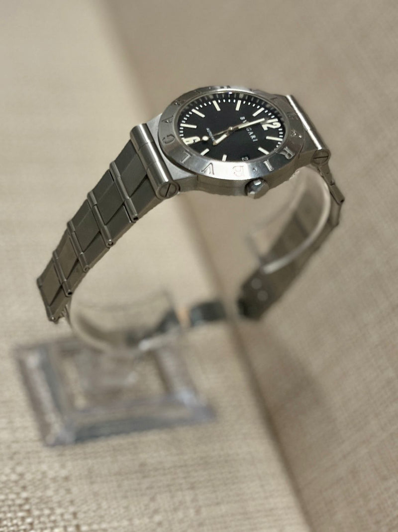 BVLGARI SS Spectacular Black Dial w/White Hands Brand New Watch- $10K APR w/ COA APR57