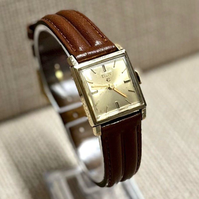 ELGIN Vintage Gold Rare Tank Unisex Watch w/ Special Hooded Lugs-$5K APR w/ COA! APR57