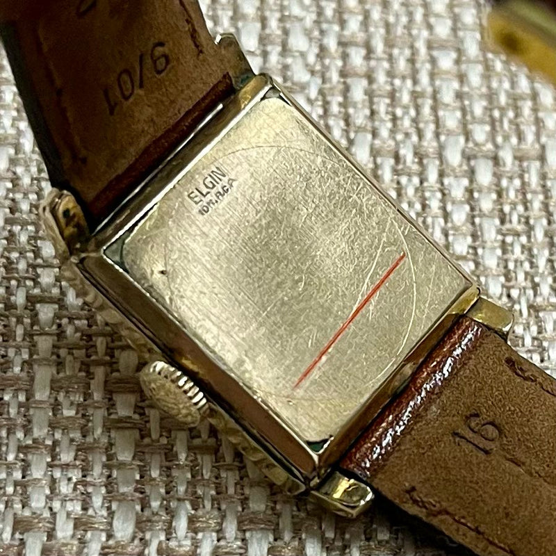 ELGIN Vintage Gold Rare Tank Unisex Watch w/ Special Hooded Lugs-$5K APR w/ COA! APR57