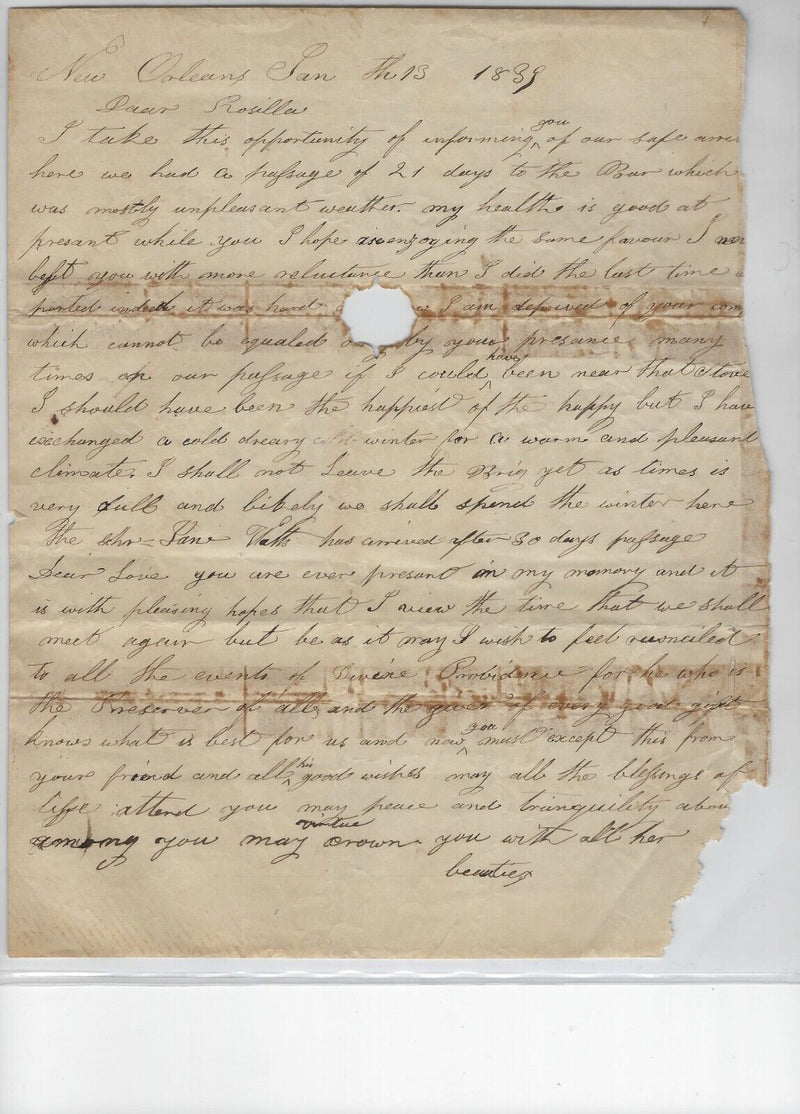 AUTHENTIC ORG 1839 AMERICAN HISTORY CORRESPONDENCE LETTER TO LOVER $3K APR wCOA! APR57