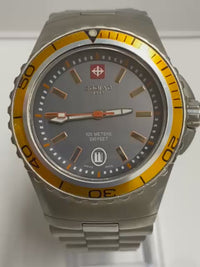 ZODIAC SS Beautiful Orange Rotating Bezel Brand New Men's Watch- $6K APR w/ COA!