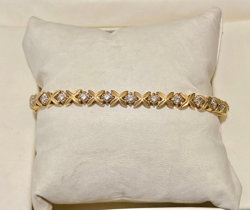 Unique Designer’s Solid Yellow Gold with Diamonds Tennis Bracelet $15K Appraisal Value w/CoA} APR57