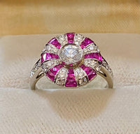 Incredible Platinum Diamond & Ruby Cocktail Ring - $20K Appraisal Value w/CoA} APR57