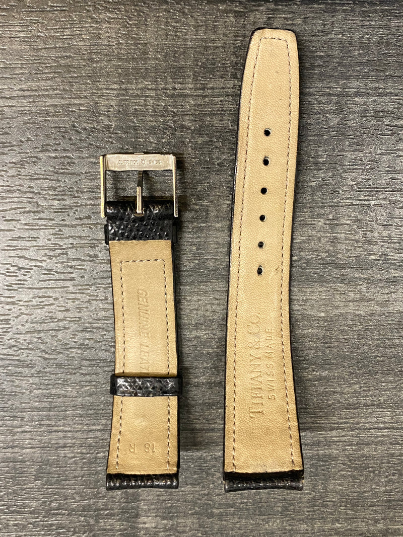 TIFFANY & Co. Black Padded Lizard Leather Watch Strap - $700 APR VALUE w/ CoA! ✓ APR 57