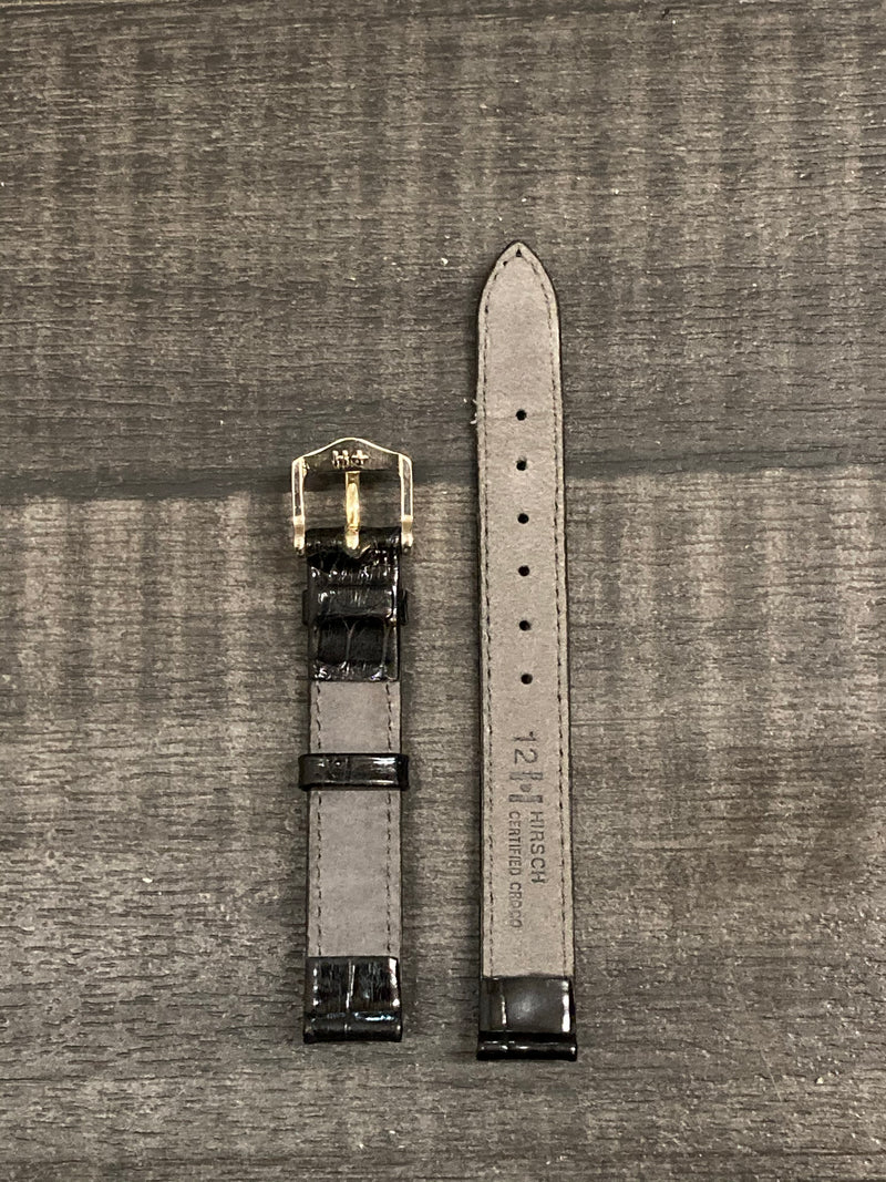 Black Crocodile Shiny Watch Strap w/ Silver Tone Buckle - $700 APR VALUE w/ CoA! ✓ APR 57