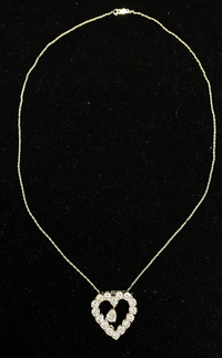 Solid White Gold 5 Ct. Diamonds Heart ShapeBrooch / Pendant Necklace - $60K Appraisal Value w/ CoA! APR 57