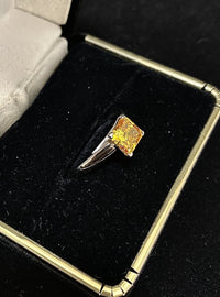 Unique 18K White Gold Fancy Yellow Solitaire Diamond Ring - $50K Appraisal Value w/ CoA! APR 57