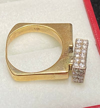 Beautiful Designer Solid Yellow Gold with 64 Diamonds Square Shank Ring - $10K Appraisal Value w/CoA} APR57