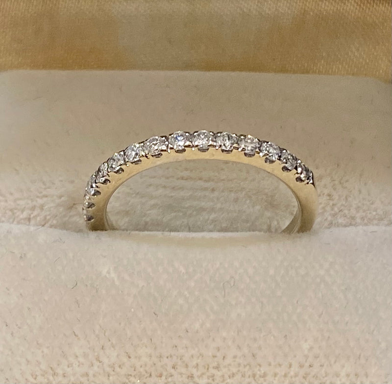 Unique Solid White Gold 14-Diamonds Half Eternity Band Ring - $4K Appraisal Value w/CoA} APR57