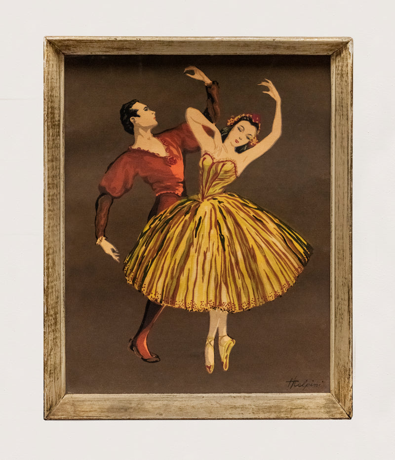H. Calpini, 'Dancing Ballerinas,' Vintage Oil Serigraph on Paper, c.1930, with CoA - Appraisal Value: $1.5K+* APR 57