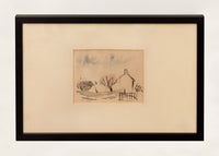 Henry Varnum Poor, c.1939 Mixed Media Drawing Landscape with Country House Study - $6K Appraisal Value w/CoA! + APR 57