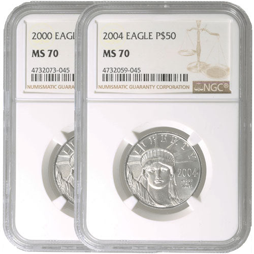 1/2 oz American Platinum Eagle Coin NGC MS70 (Random Year) APR 57
