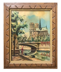 Vintage 1940s, "Notre Dame" Oil on Canvas French Landscape - $2.5K APR Value w/ CoA! + APR57