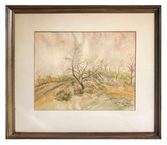 A Vintage Watercolor Landscape Painting Signed Hardwood B. Dryer