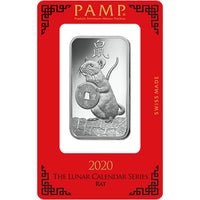 1 oz PAMP Suisse Lunar Rat Silver Bar (New w/ Assay) APR 57