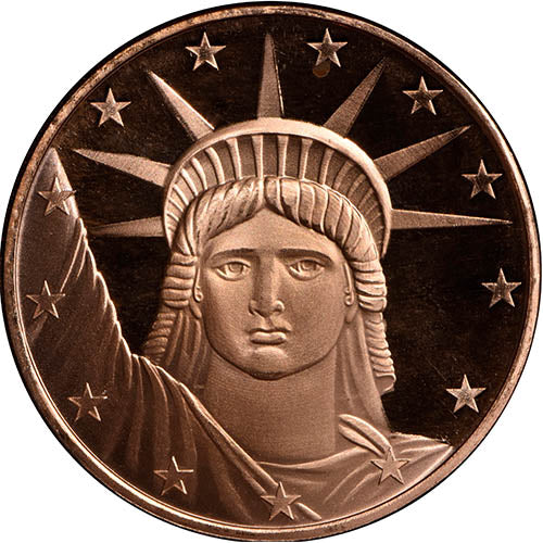 1 oz SilverTowne Statue of Liberty Copper Round (New) APR 57