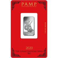 10 Gram PAMP Suisse Lunar Rat Silver Bar (New w/ Assay) APR 57