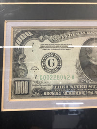 $1000 BILL-SERIES 1934A- HIGH GRADE CONDITION- COMES WITH ORNATE WOODEN FRAME-$5K VALUE APR 57