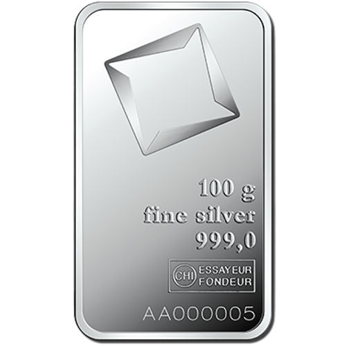 100 Gram Valcambi Silver Bar (New w/ Assay) APR 57
