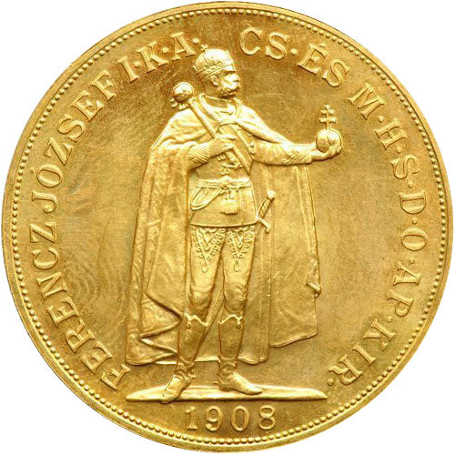1908 Hungary 100 Korona Gold Coin (AU) APR 57