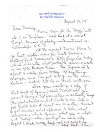 Ira Gershwin Signed, Hand-Written Letter, 1955  - $10K APR Value w/ CoA! APR 57