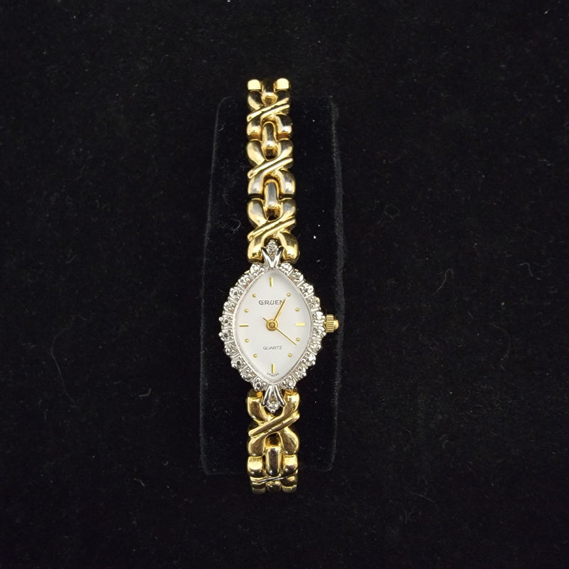 GRUEN Vintage Ladies Watch w/ 22 Diamonds on Bezel and Gold Tone Bracelet - $2.5K APR Value w/CoA APR57