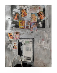 Sandrine Comas, 'London Phone,' Mixed Media on Canvas, Contemporary - Appraisal Value: $6K! APR 57