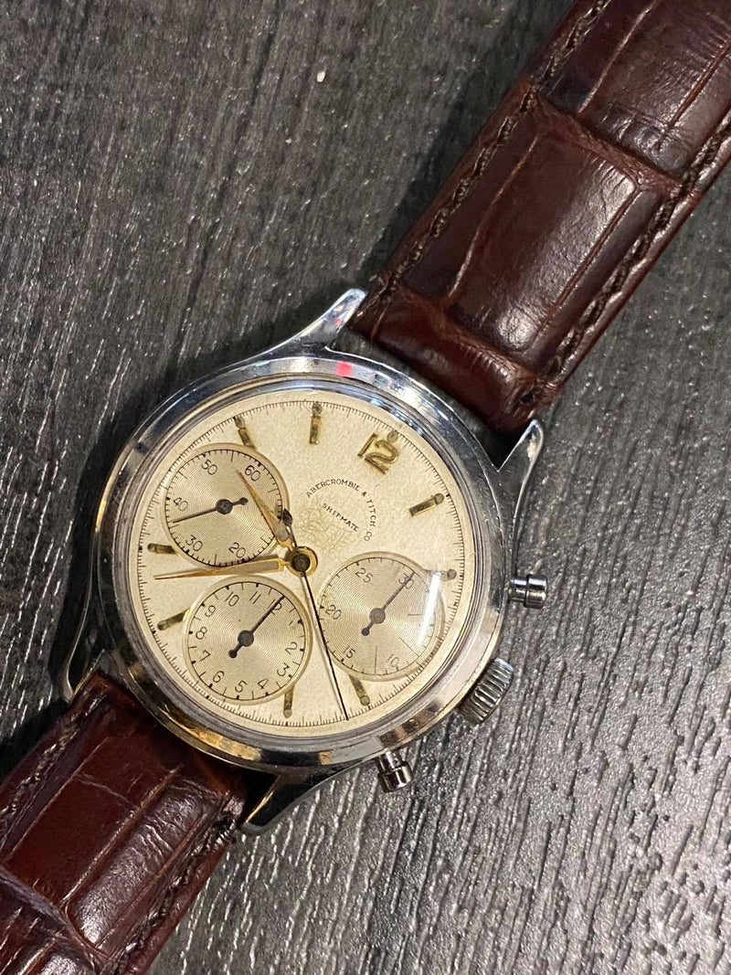 HEUER FOR ABERCROMBIE & FITCH CO. Triple Chronograph C. 1940's Men's Watch  Made by Heure - $100K Appraisal Value! ✓