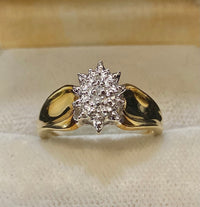 Amazing Solid Yellow Gold Diamond Cluster Ring - $2K Appraisal Value w/CoA} APR57