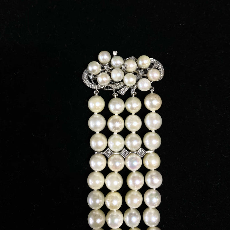 1930’s Antique Design Solid White Gold Bracelet with 72 Pearls & 37 Diamonds! - $15K Appraisal Value w/ CoA! APR 57