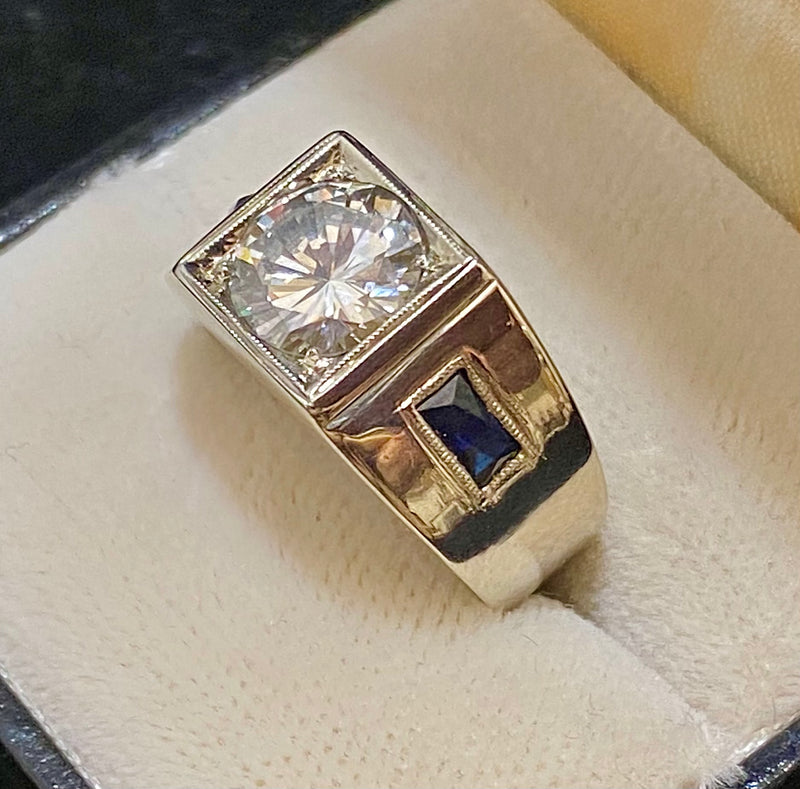 1940's Antique Solid White Gold 2+Ct. Diamond & Sapphire Ring - $75K Appraisal Value w/CoA} APR57