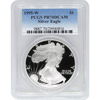 1995-W 1 oz Proof American Silver Eagle Coin PCGS PR70 DCAM APR 57