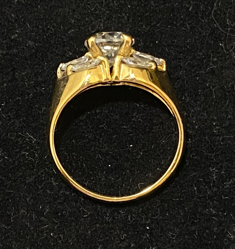 Unique Designer 18K Yellow Gold Diamond Solitaire Accent Ring - $70K Appraisal Value w/CoA} APR57
