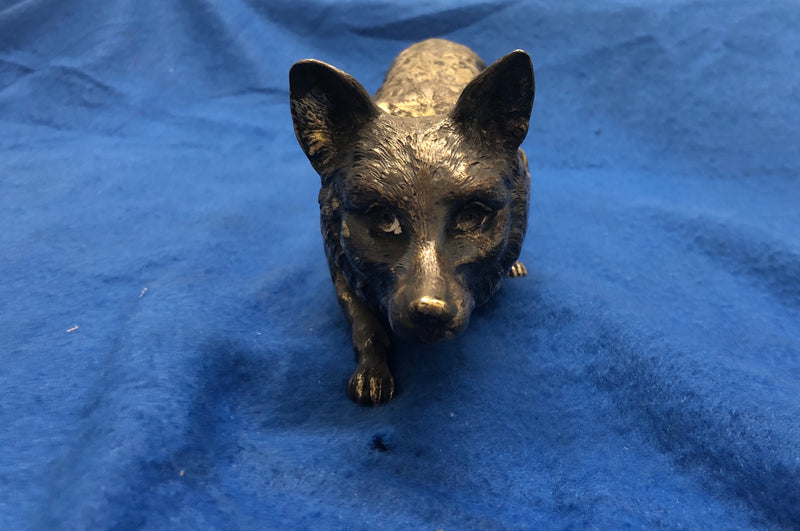 JEAN L. SCHLINGLOFF Large Sly Fox Figurine Statue Marked Circa 1910s in German Silver - $25K VALUE * APR 57