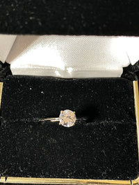 Designer’s 14K White Gold Solitaire Engagement Ring with Diamond Crystal $1.2K Appraisal Value w/CoA} APR 57