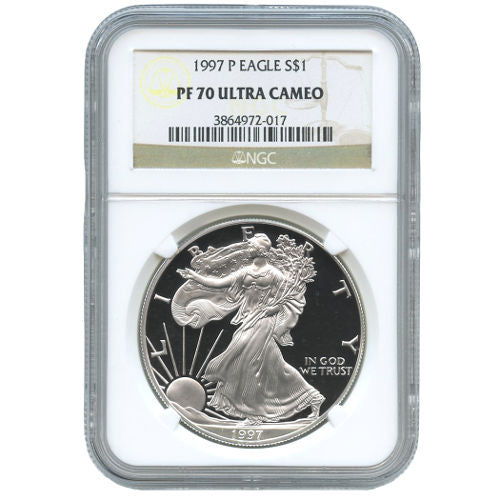 1997-P 1 oz Proof American Silver Eagle Coin NGC PF70 UCAM APR 57
