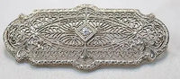 1900s Antique Filigree Diamond Brooch in 14K White Gold - $5K VALUE APR 57